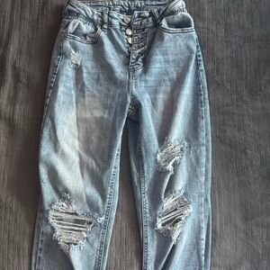 high rise jeans with rips